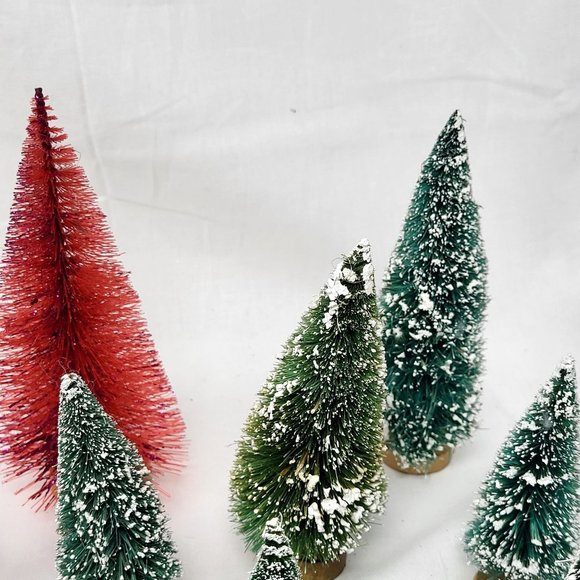 18x BOTTLE BRUSH VTG Trees Red Green 2" to 6.5" Christmas Dollhouse Village Prop - Picture 4 of 9